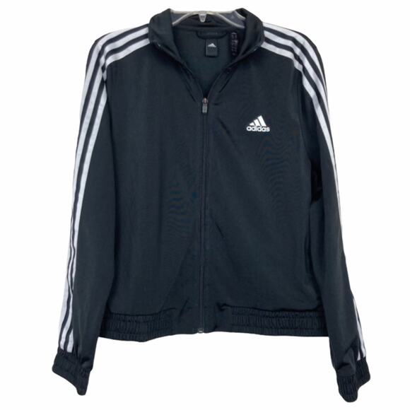 Adidas Black Full Zip Track Jacket Sz M - Picture 1 of 5